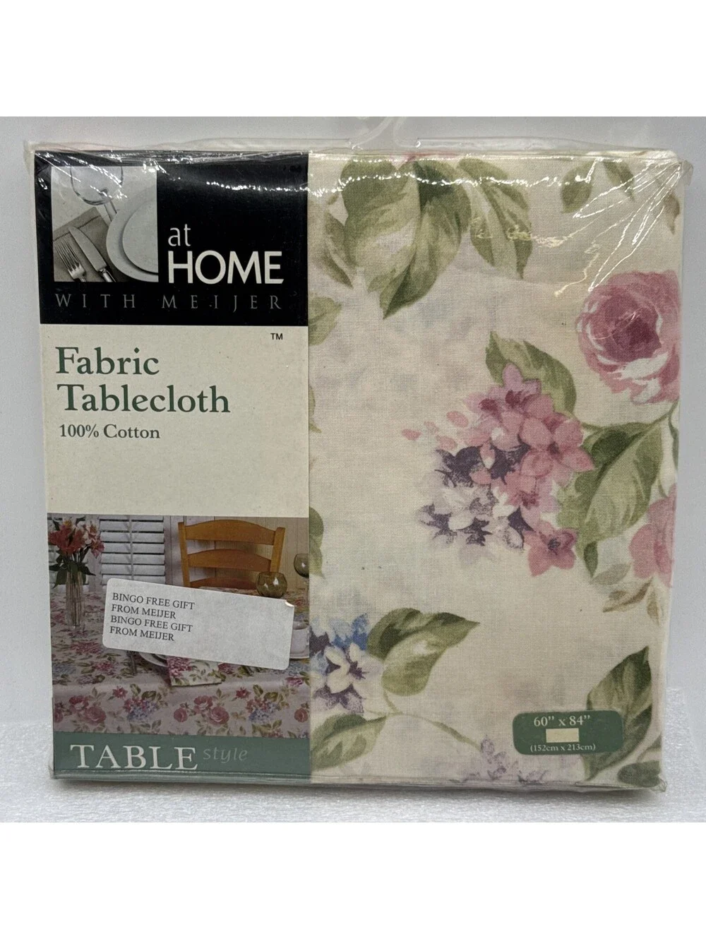 Vintage Holiday At Home Fabric Floral tablecloth Cottage Core 60x84” Rectangular